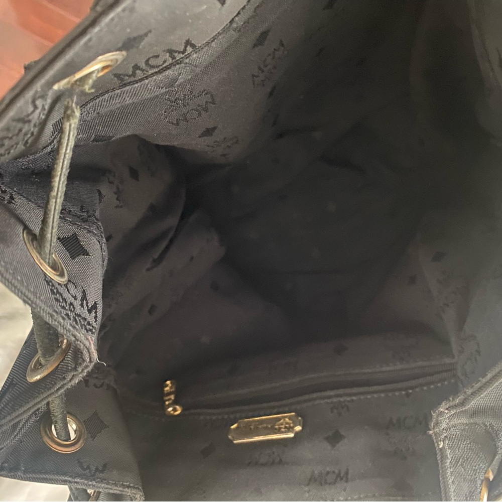 Mcm Monogram Canvas Drawstring Backpack With Gold… - image 4